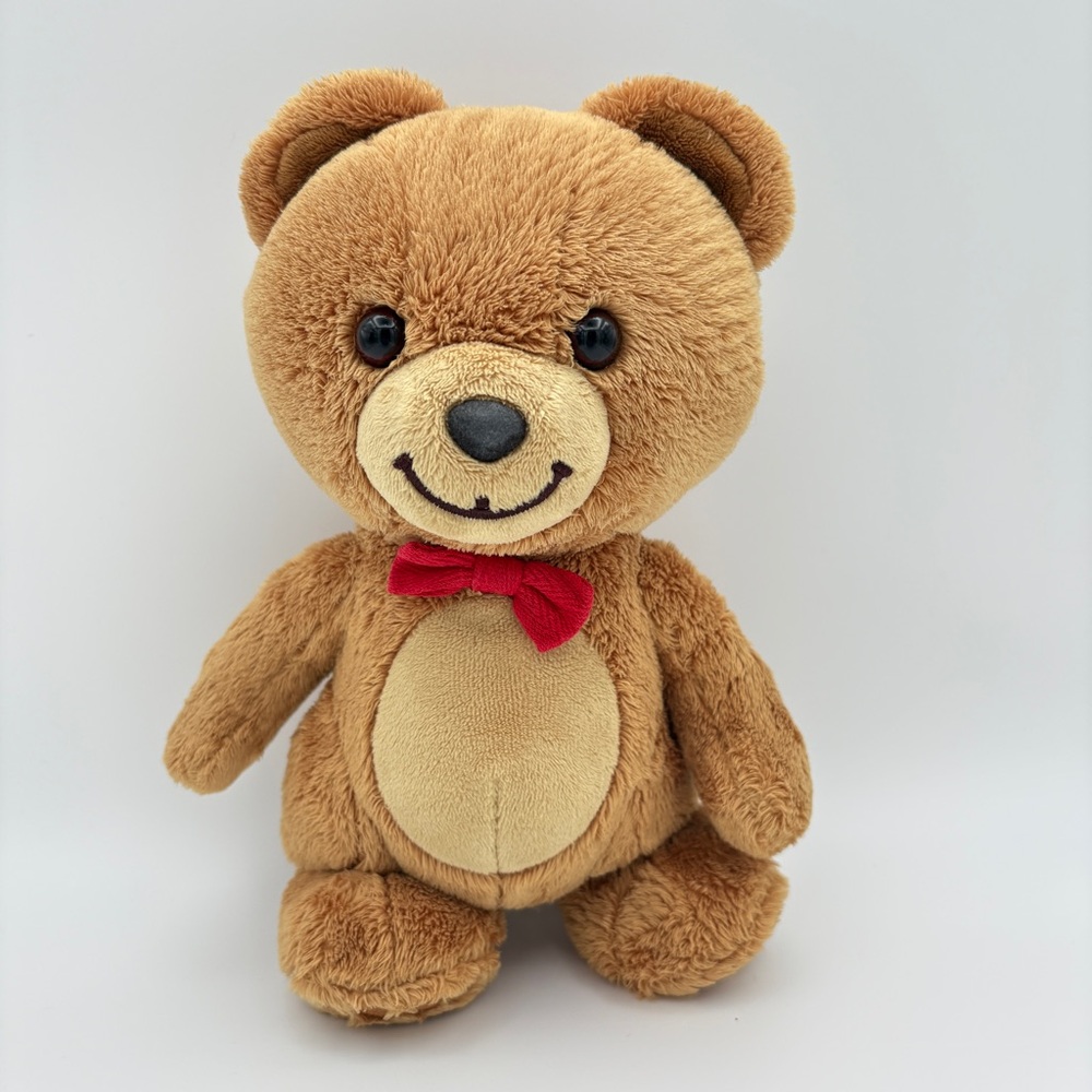 Gund Kraft Peanut Butter Bear Plush Red Bow 10”
